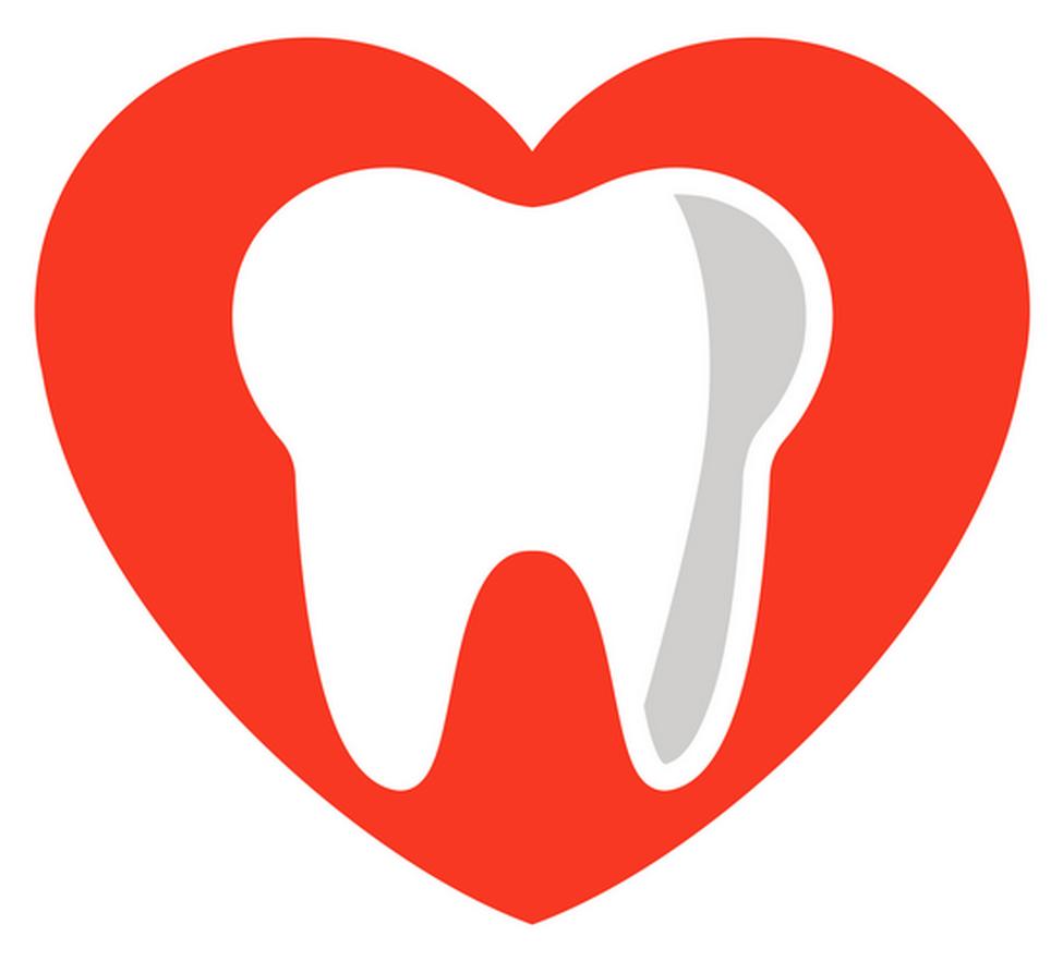 心脏内嵌牙齿的图像，显示口腔健康和心脏健康之间的关系。